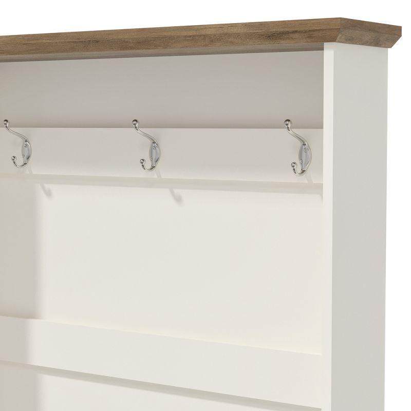 Galano Calidia Ivory with Knotty Oak Hall Tree with Bench and Shoe Storage