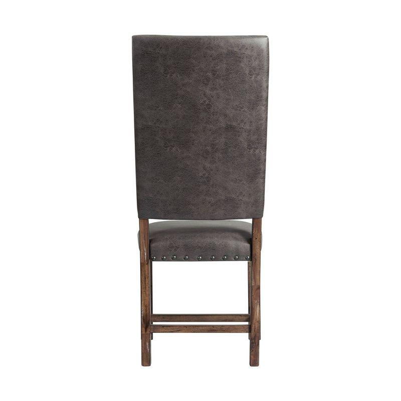 Set of 2 Hayward Tall Back Side Chair Set Walnut - Picket House Furnishings: Rubberwood Frame, Faux Leather