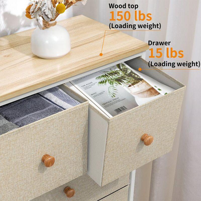 Taupe Modern 8-Drawer Steel and Wood Dresser with Adjustable Feet