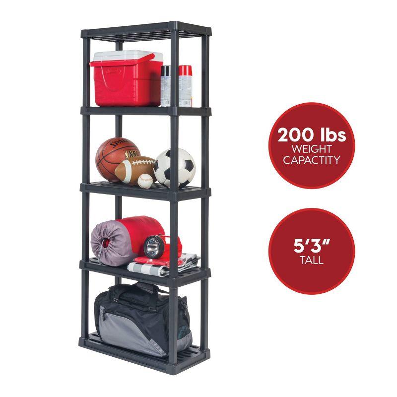 Black 5-Tier Plastic Utility Storage Shelf