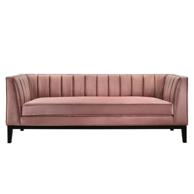 Calabasas 85'' Rose Velvet Solid Wood Tuxedo Sofa