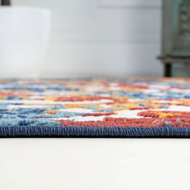 3'x5' Atrani Scroll Trellis Indoor/Outdoor Area Rug, Cream/Blue/Red - JONATHAN Y