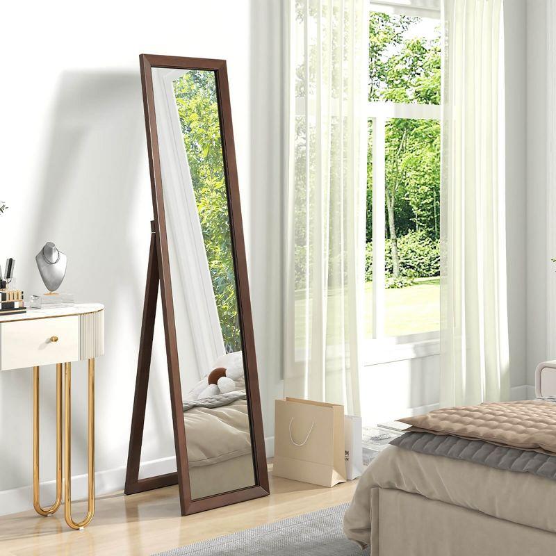 Tangkula 61" x 14.5" Full Length Mirror w/ Stand Solid Wood Frame Full Body Mirror