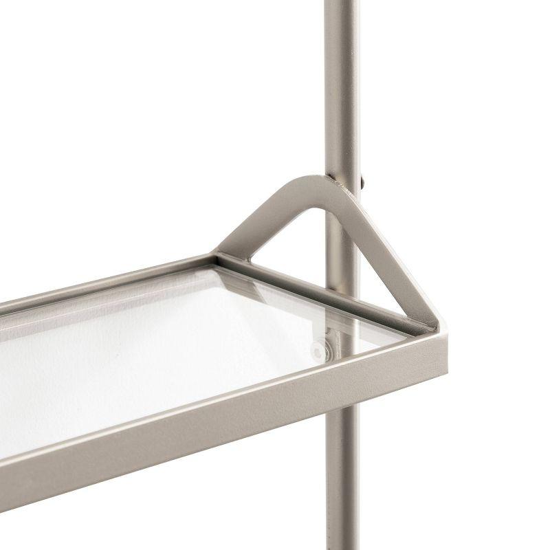 Silver Metal Three-Tier Floating Wall Shelf with Glass