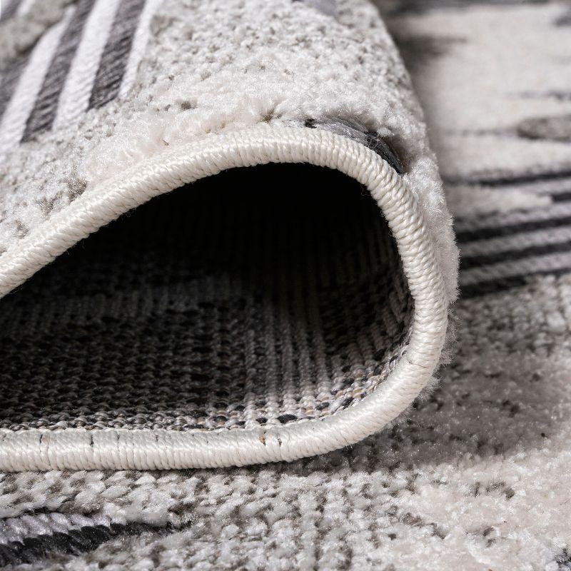 8'x10' Sumak High-Low Pile Neutral Diamond Kilim Indoor/Outdoor Area Rug, Gray/White/Black - JONATHAN Y