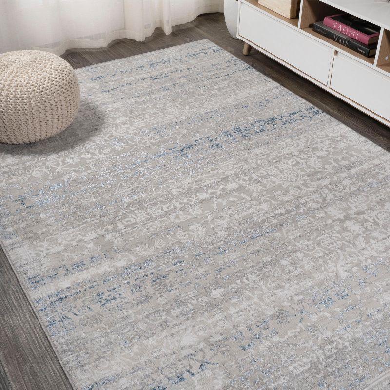3'x5' Tidal Modern Strie' Area Rug, Gray/Blue - JONATHAN Y