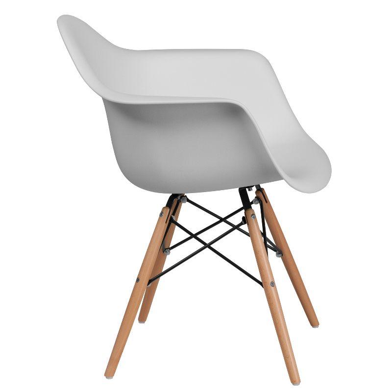 Flash Furniture Alonza Series Plastic Chair with Arms and Wooden Legs