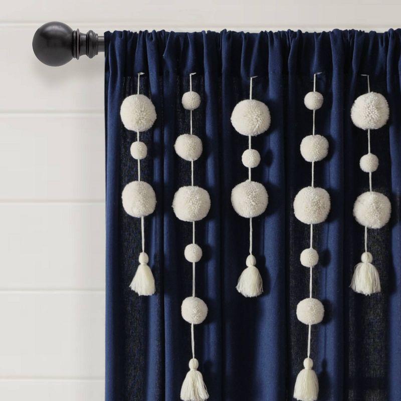 Lush Decor Tassel Window Solid Cotton Blend Semi-Sheer Rod Pocket Single Curtain Panel