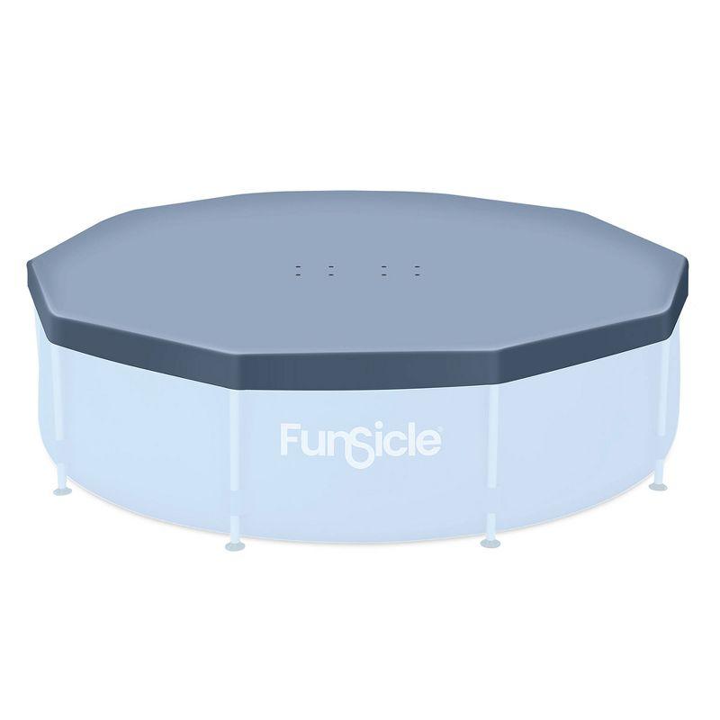 Funsicle 10' x 30" Outdoor Activity Round Metal Frame Above Ground Swimming Pool Set with 10' Secure Debris Pool Cover & SkimmerPlus Filter Pump, Blue