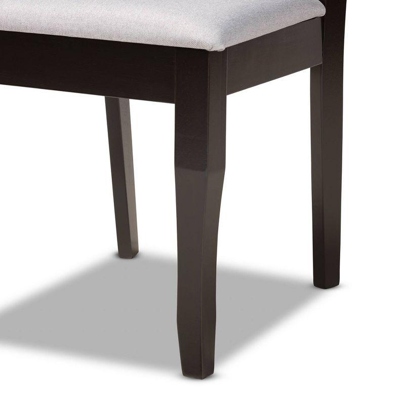 Set of 2 Mael Dining Chair Gray/Dark Brown - Baxton Studio: Elegant Cut-Out Back, Foam-Padded, Saber Legs