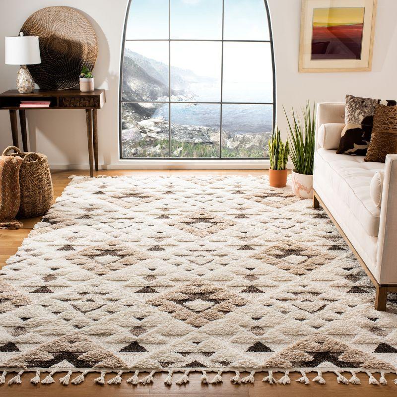 Moroccan Tassel Shag MTS688 Power Loomed Indoor Area Rug - Ivory/Brown - 9'x12' - Safavieh