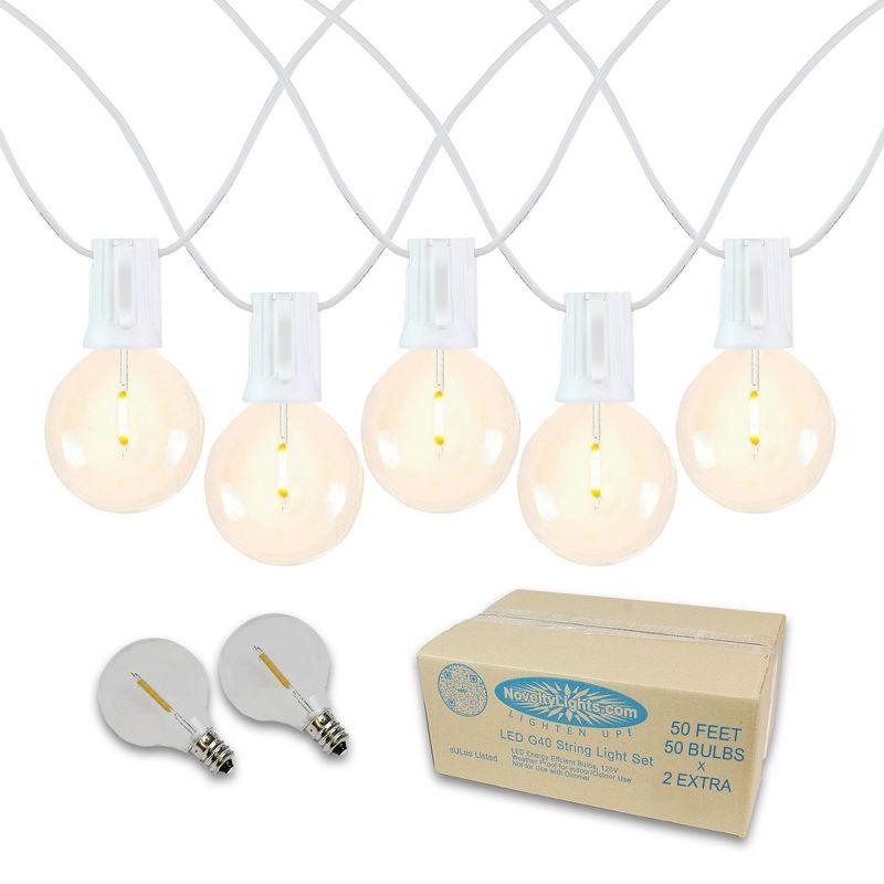 Warm White LED G40 Globe Shatterproof Outdoor String Lights, 50 Feet