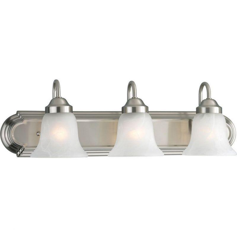 Progress Lighting Builder 3-Light Bath Bracket, Brushed Nickel, Alabaster Glass