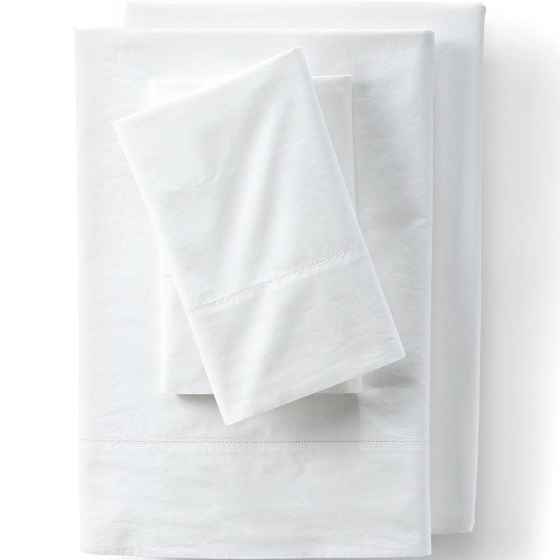 White Full Cotton Percale 4-Piece Bed Sheet Set