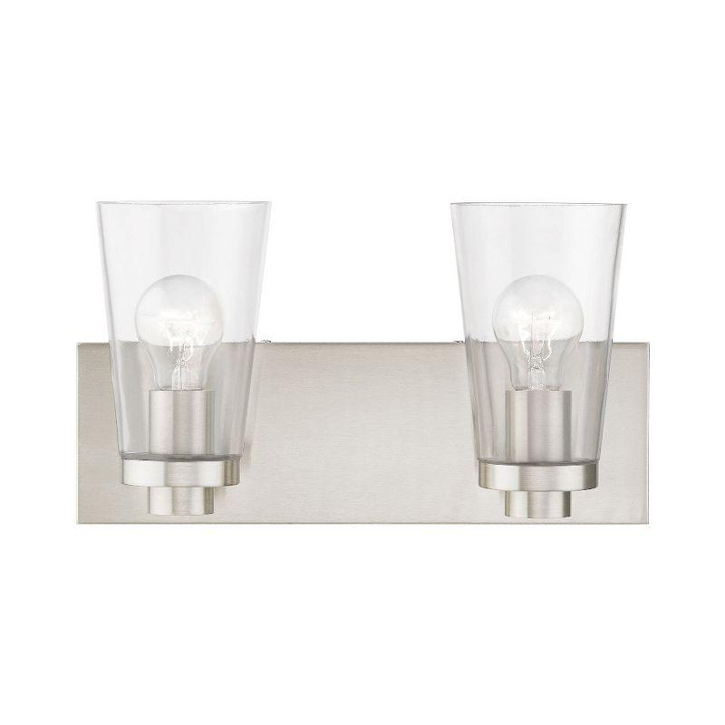 Cityview Brushed Nickel 2-Light Vanity Sconce with Clear Glass Shades