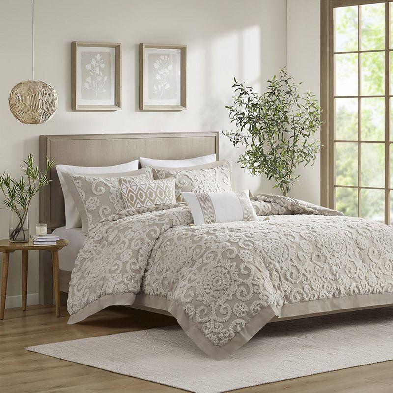 Suzanna 100% Cotton Comforter Set with Tufted Medallions