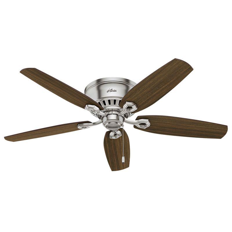 Builder Low Profile 52" 5 - Blade Flush Mount Ceiling Fan with Lights and Pull Chains