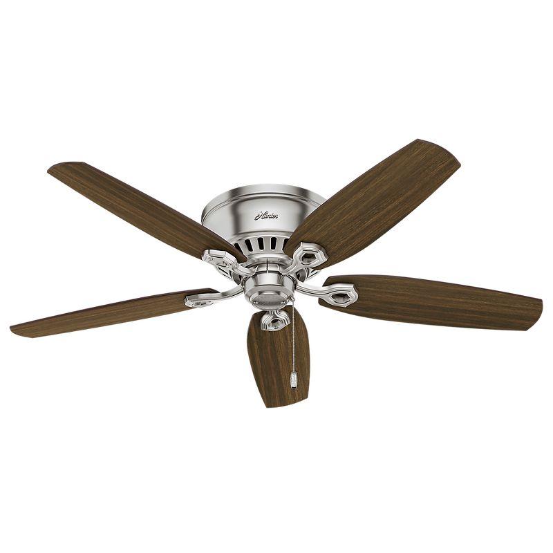 52" Builder Low Profile 5 - Blade Flush Mount Ceiling Fan with Pull Chain and Light Kit Included