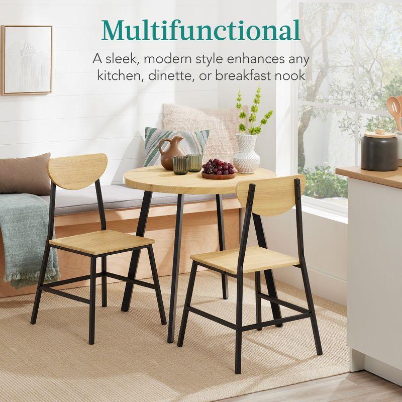 Best Choice Products 3-Piece Mid-Century Modern Round Dining Set w/ 2 Chairs, Angled Legs