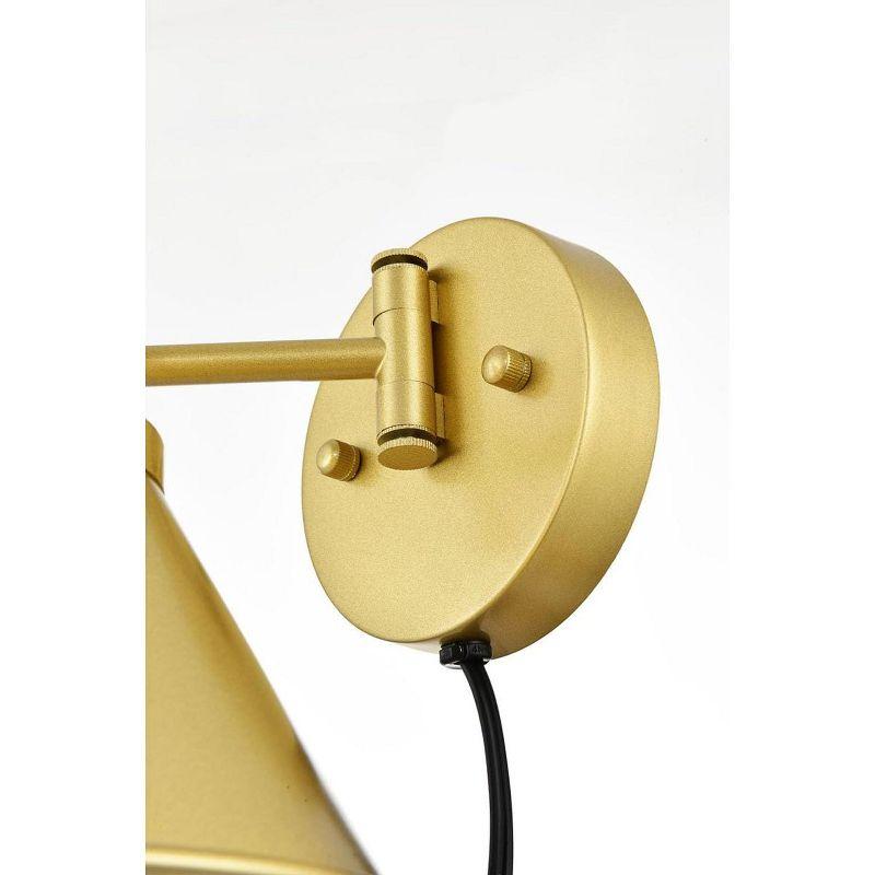 Elegant Lighting Jair 1 light Brass swing arm plug in wall sconce