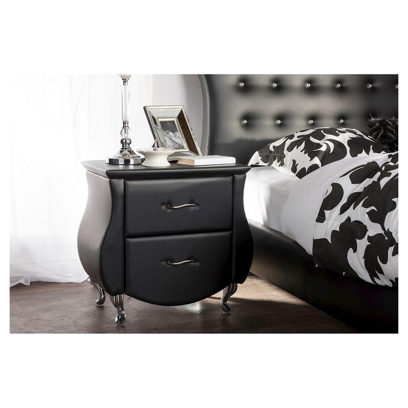 Erin Modern And Contemporary Faux Leather Upholstered Nightstand - Black - Baxton Studio: Elegant Bedside Table with Storage Drawer
