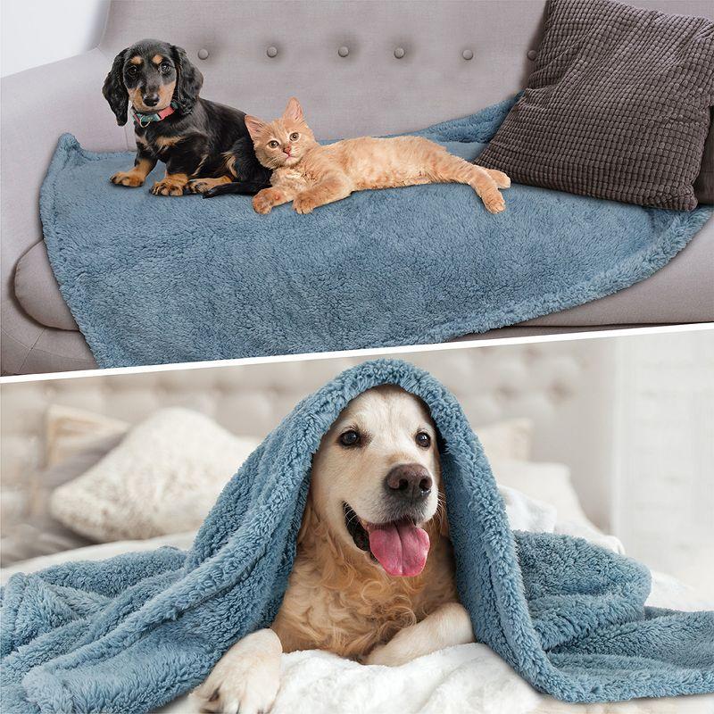 PetAmi Fluffy Waterproof Dog Blanket For Pet Cat Puppy, Soft Faux Shearling Throw Couch Cover, Plush Washable Reversible