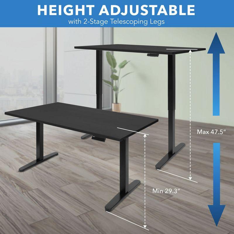 Mount-It! Height Adjustable Electric Sit-Stand Black Desk with Black Tabletop