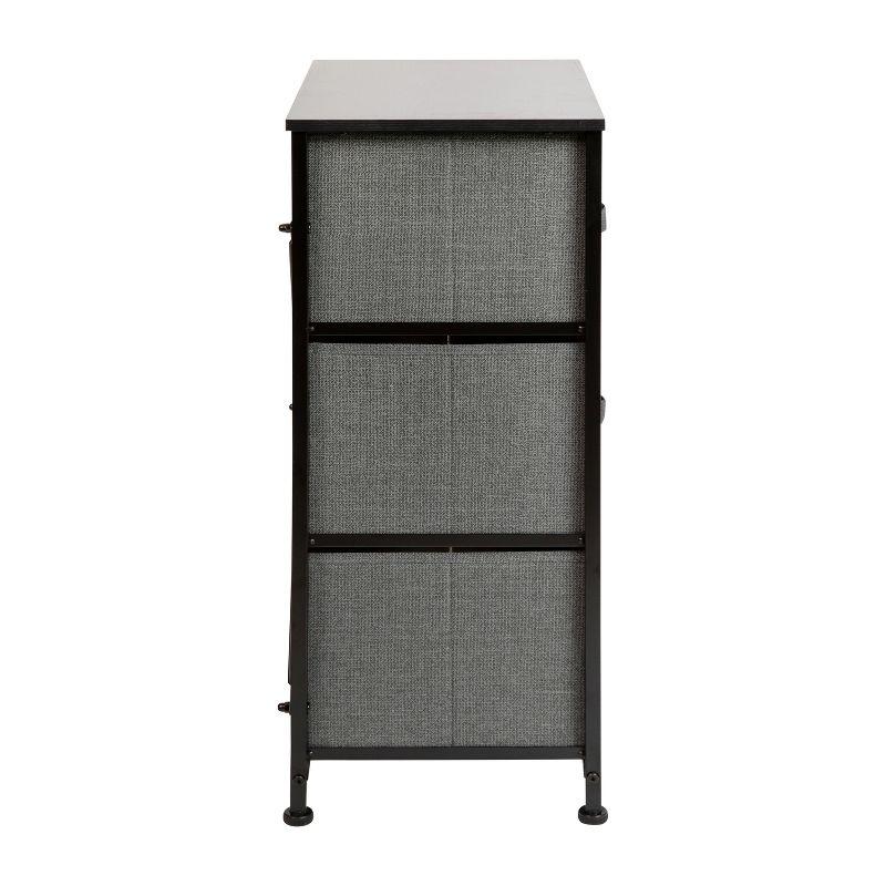 Flash Furniture Malone 3 Drawer Vertical Storage Dresser with Wood Top & Fabric Pull Drawers