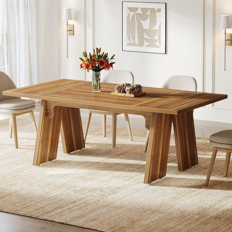 Tribesigns Farmhouse 71" Large Dining Table with Solid Wood Legs for 6 People