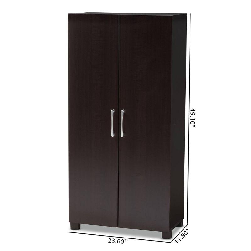 Marine Wenge Finished 2 Door Wood Entryway Shoe Storage Cabinet Brown - Baxton Studio: Organizer for 12 Pairs, Air Circulation Design