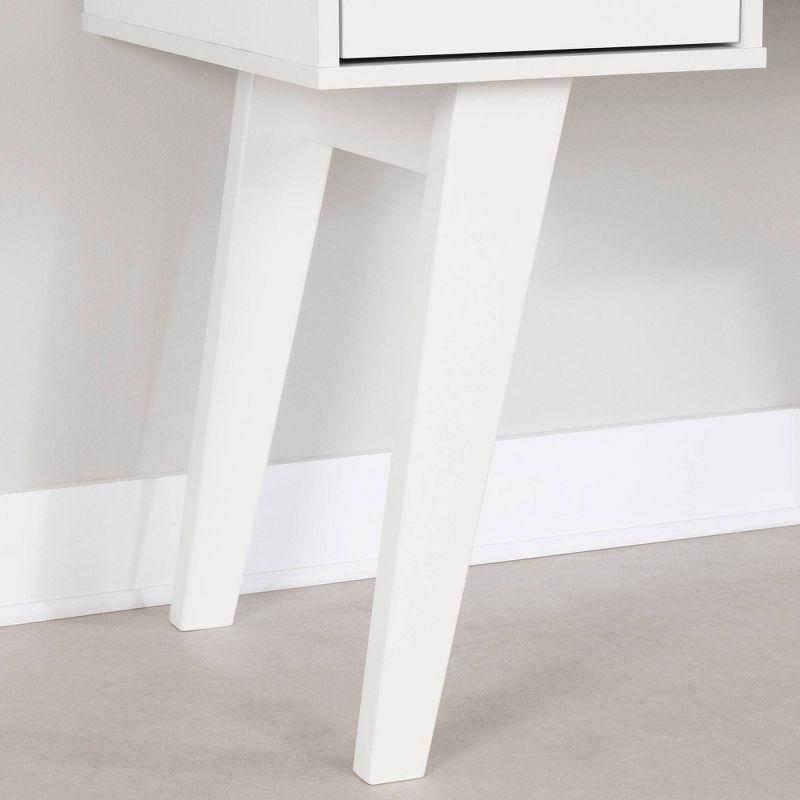 South Shore Computer Desk with Power Bar Laminated Particleboard White: Integrated Keyboard Tray, File Storage