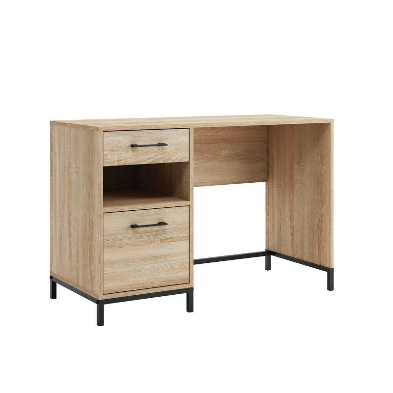 Charter Oak Finish Minimalist Home Office Desk with Drawers