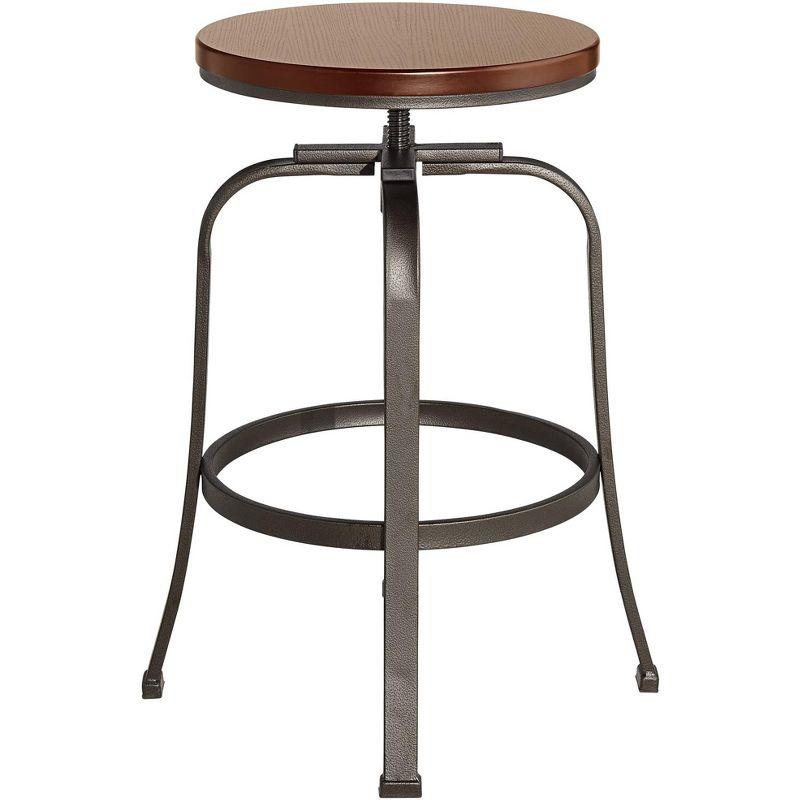 Elm Lane Radin Hammered Bronze Swivel Bar Stool Brown 29" High Industrial Adjustable Brown Seat with Footrest for Kitchen Counter Height Island Home