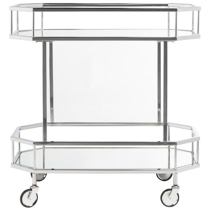 Silva 2 Tier Octagon Bar Cart - BCT8004B - Chrome/Mirror - Safavieh