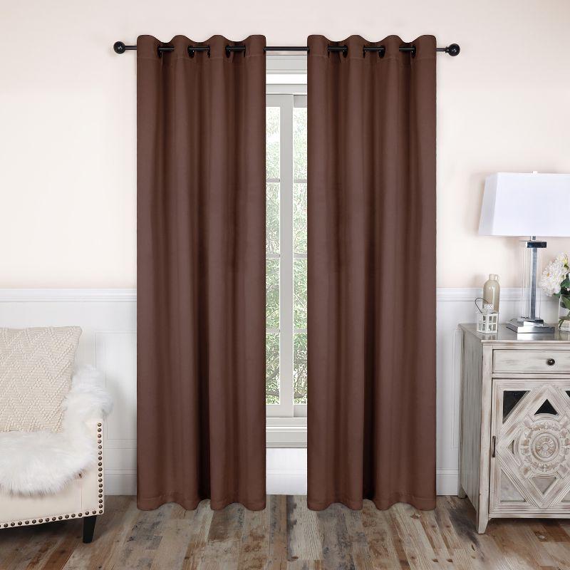 Classic Modern Solid Room Darkening Semi-Blackout Curtains, Grommets, Set of 2, 52"x84", Cappuccino - Blue Nile Mills