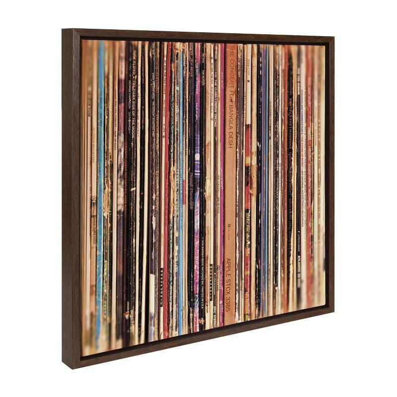 Kate and Laurel Sylvie Records Framed Canvas by Robert Cadloff of Bomobob, 22x22, Walnut Brown