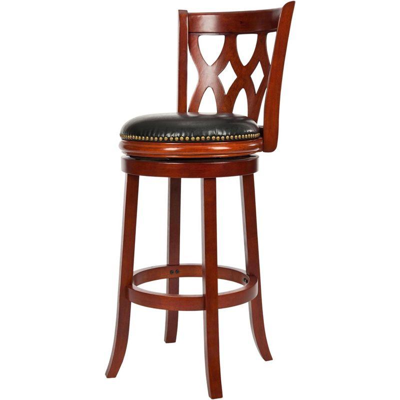 Lancaster Swivel Bar Stool - Cherry/Black - Safavieh