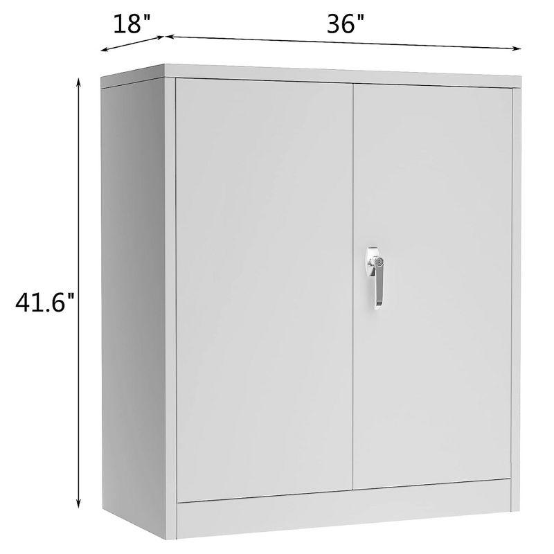 AOBABO 2 Door Durable Locking Metal Storage Cabinet Organizer with 2 Adjustable Shelves and 2 Keys for Garages and Offices