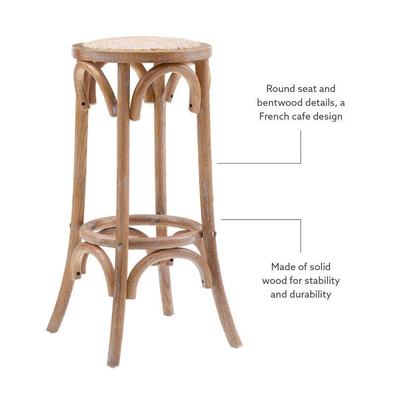 Dovecove Rae Round Rattan Seat Counter Stool with Solid Wood Frame