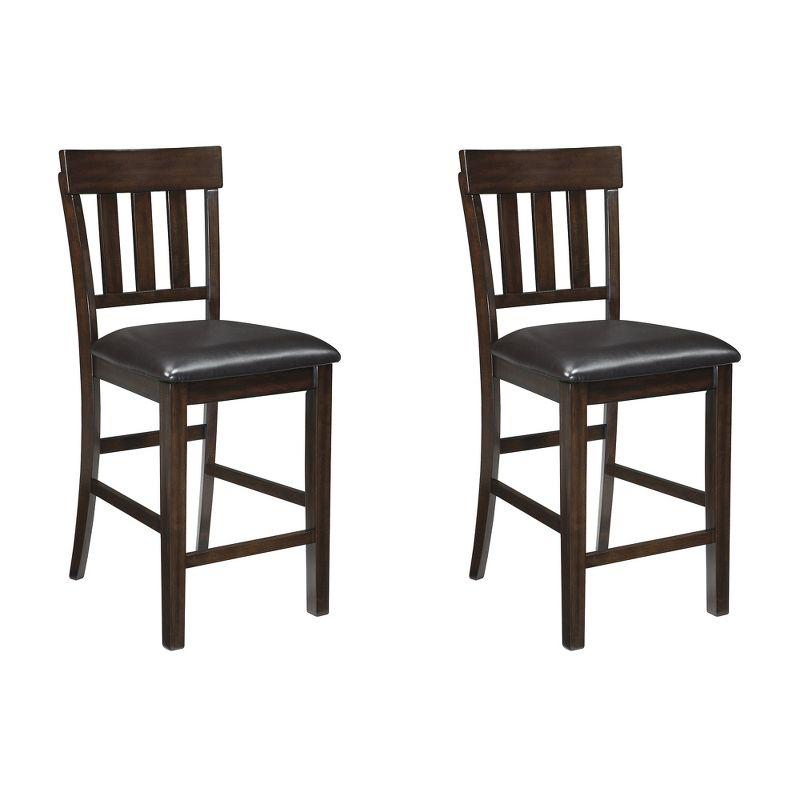 Signature Design by Ashley Haddigan Counter Height Upholstered Barstool, Set of 2, Dark Brown