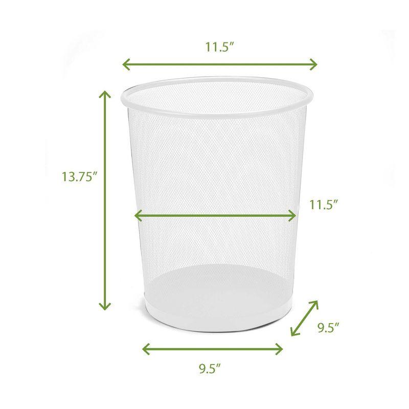 Mesh Trash Can, 16.65L (4.4 gal), Waste Paper Basket, Round, Metal, 11.5"L x 11.5"W x 13.75"H