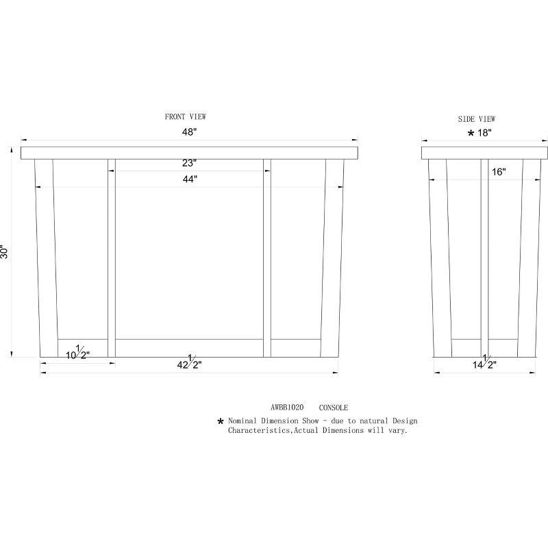 Alaterre Furniture Berkshire Live Edge Solid Wood Media Console: Acacia, Non-Toxic Finish, Steel Hardware