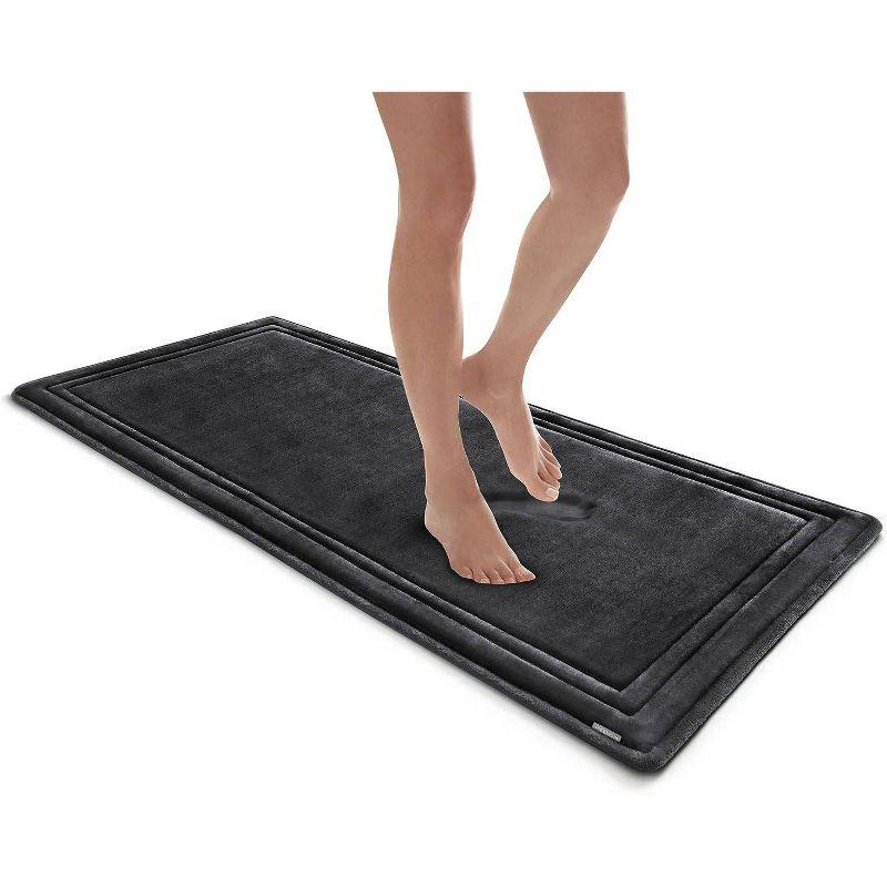 MICRODRY SoftLux Framed Memory Foam Bath Mat with Skid Resistant Base