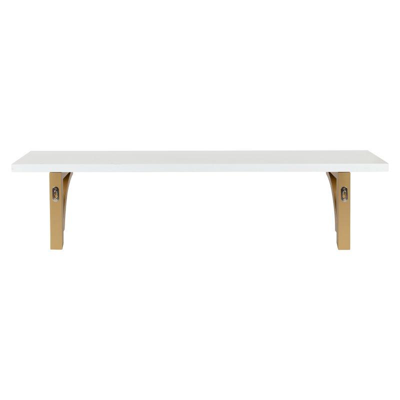 Kate & Laurel All Things 36" x 9" Corblynd Traditional Wood Wall Shelf White/Gold : Elegant Home Decor Storage