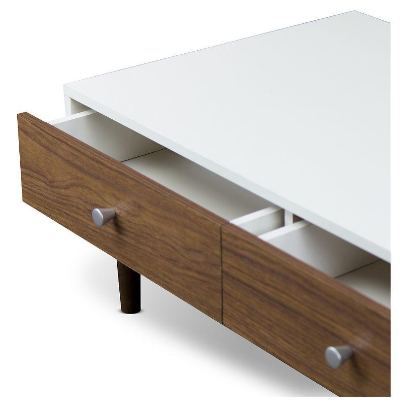 Gemini Wood Contemporary Coffee Table - Baxton Studio: Modern Design, Dual Drawers, MDF Composite