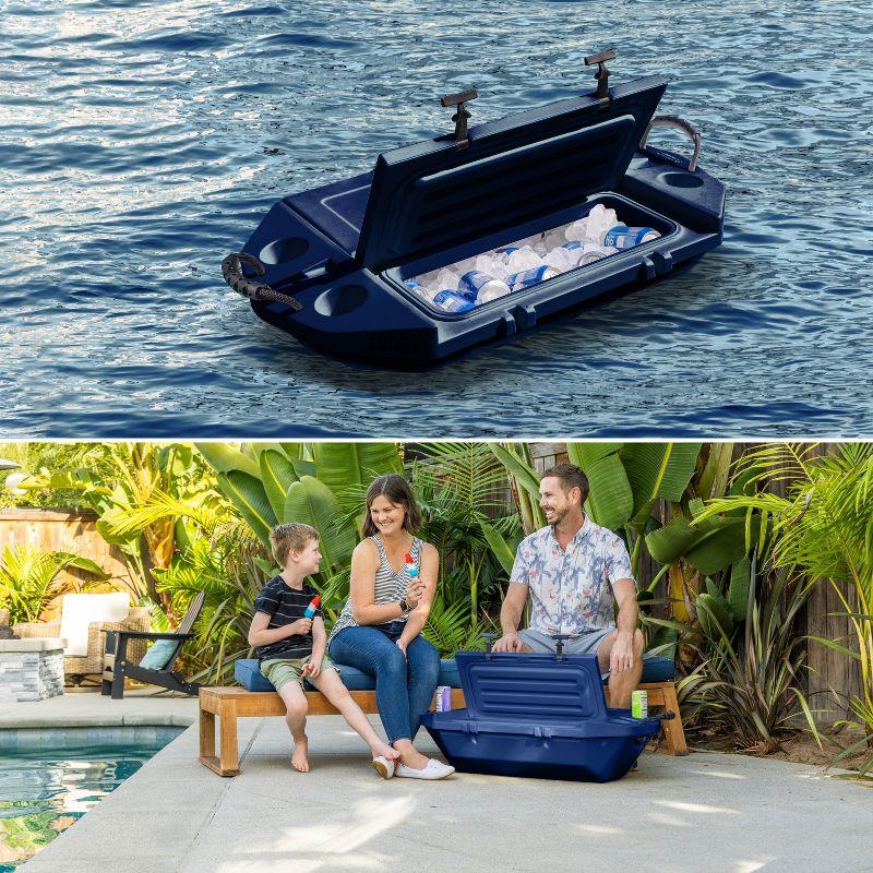 Cuddy Floating Cooler and Dry Storage Vessel - 40QT - Amphibious Hard Shell Design, Navy