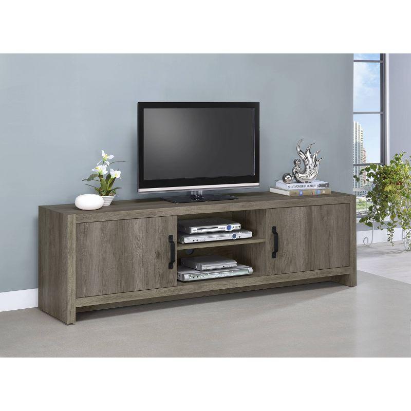 Hays 2 Door TV Stand for TVs up to 80" Gray Driftwood - Coaster: Modern Entertainment Center with Storage