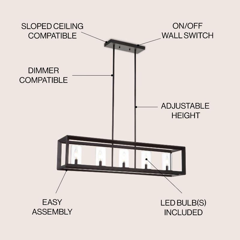 JONATHAN Y Anna Linear 5-light Metal/Glass LED Pendant