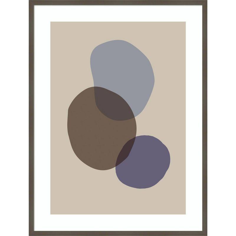 31" x 41" Beige and Blue Abstract Wood Framed Wall Art