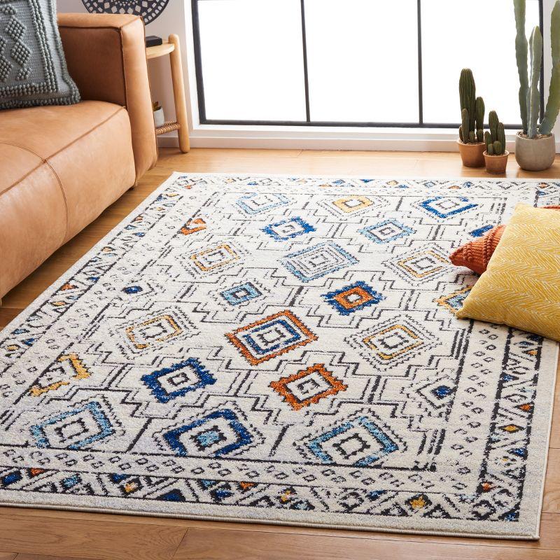 Tulum TUL662 Power Loomed Indoor Area Rug - Ivory Grey/Blue Rust - 4'-5"x6'-5" - Safavieh